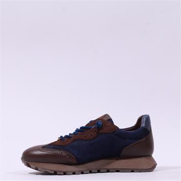 Hispanitas Oregon Bungee Lace Trainer - Brown Navy